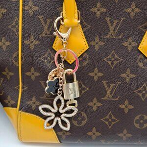 Authentic Louis Vuitton Lock & Key with Unbranded Clover Charm, Keychain 121525
